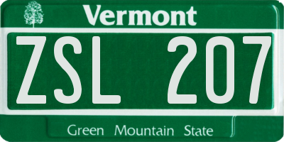 VT license plate ZSL207