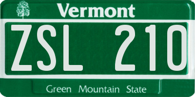 VT license plate ZSL210