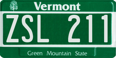 VT license plate ZSL211