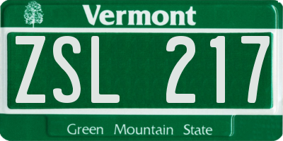 VT license plate ZSL217