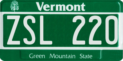 VT license plate ZSL220