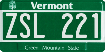 VT license plate ZSL221