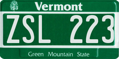 VT license plate ZSL223