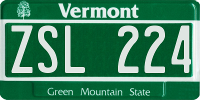 VT license plate ZSL224