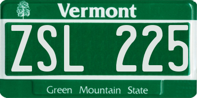VT license plate ZSL225