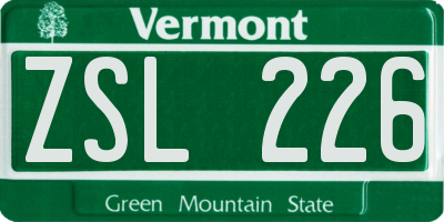 VT license plate ZSL226