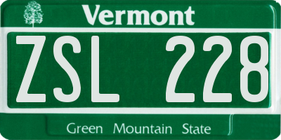 VT license plate ZSL228