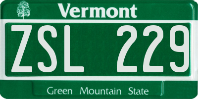 VT license plate ZSL229