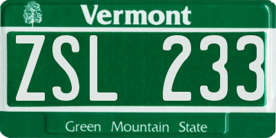 VT license plate ZSL233