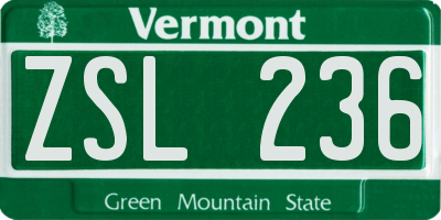 VT license plate ZSL236