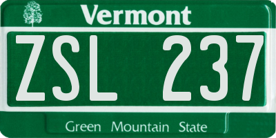 VT license plate ZSL237