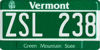 VT license plate ZSL238