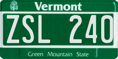 VT license plate ZSL240