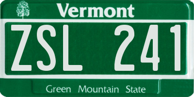 VT license plate ZSL241
