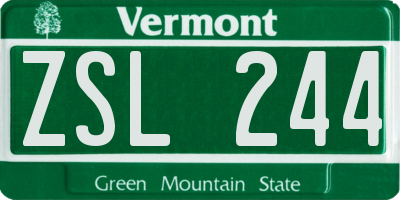 VT license plate ZSL244