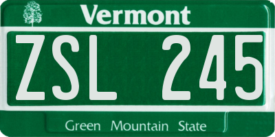 VT license plate ZSL245