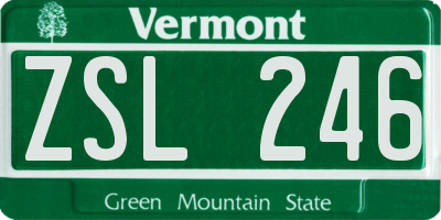 VT license plate ZSL246