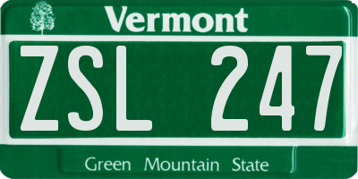 VT license plate ZSL247