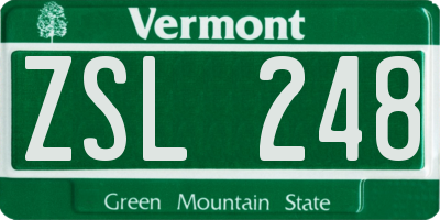 VT license plate ZSL248