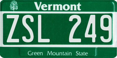 VT license plate ZSL249
