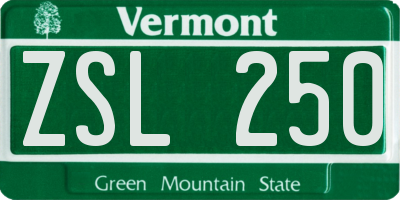 VT license plate ZSL250