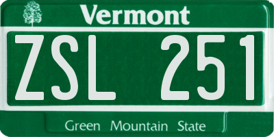 VT license plate ZSL251