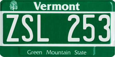 VT license plate ZSL253