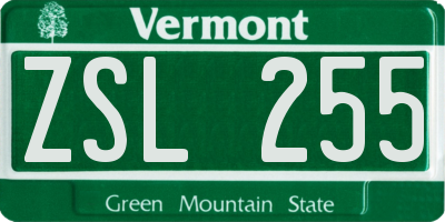 VT license plate ZSL255