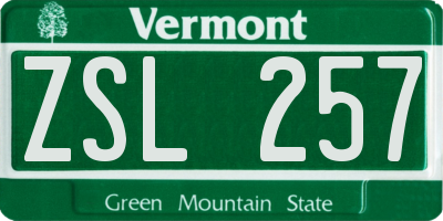 VT license plate ZSL257