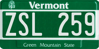 VT license plate ZSL259