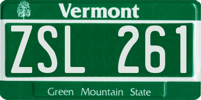 VT license plate ZSL261