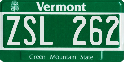 VT license plate ZSL262