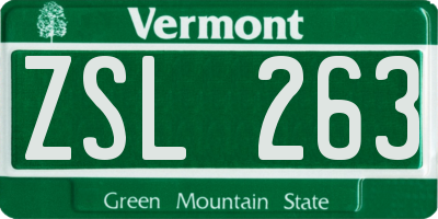 VT license plate ZSL263