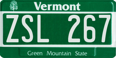 VT license plate ZSL267