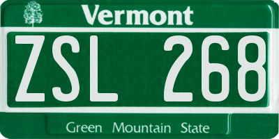 VT license plate ZSL268