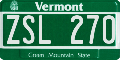 VT license plate ZSL270