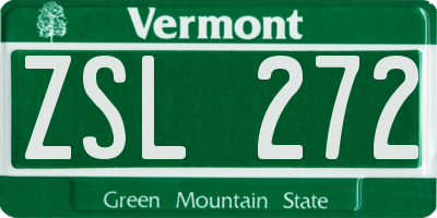 VT license plate ZSL272