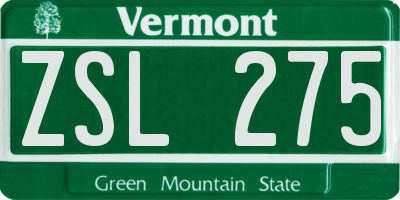 VT license plate ZSL275