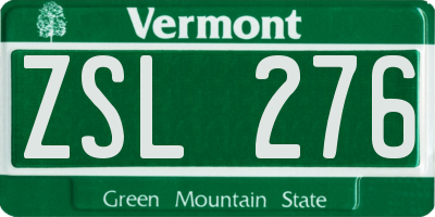 VT license plate ZSL276