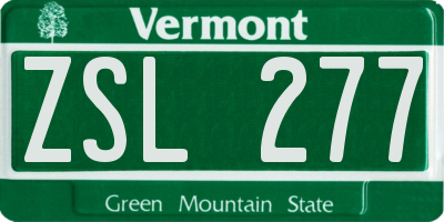 VT license plate ZSL277