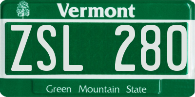 VT license plate ZSL280