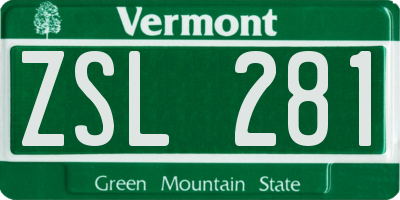 VT license plate ZSL281