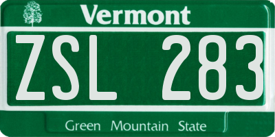 VT license plate ZSL283