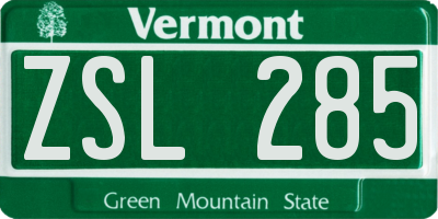 VT license plate ZSL285