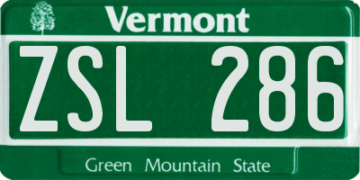 VT license plate ZSL286