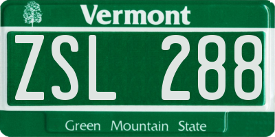 VT license plate ZSL288