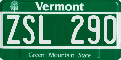 VT license plate ZSL290