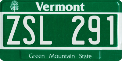 VT license plate ZSL291