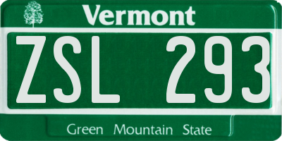 VT license plate ZSL293