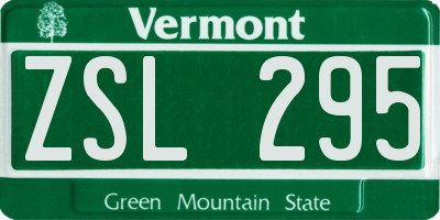 VT license plate ZSL295
